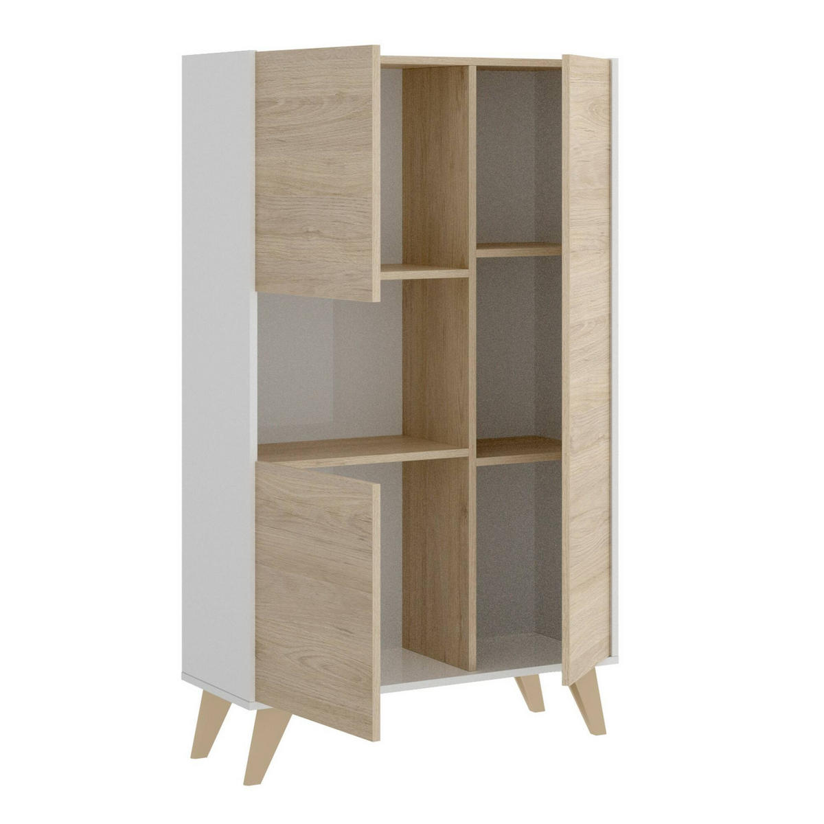 HIGHBOARD Holz-Effekt Eiche, Weiß 43x81h135 - Honigeiche/Weiß, Holzwerkstoff (81/135/43cm) - DMORA