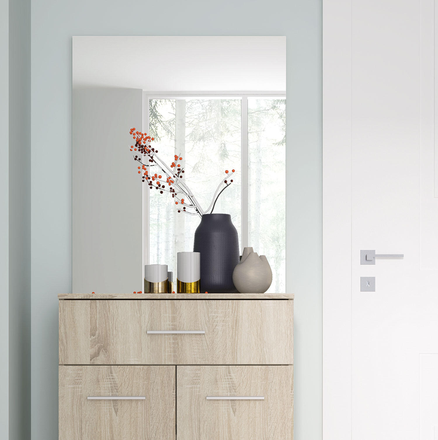 SPIEGEL Gemini Eiche Sonoma 74 / 2 / 80cm - Braun, Holzwerkstoff (74/82/2cm) - Feldmann-Wohnen