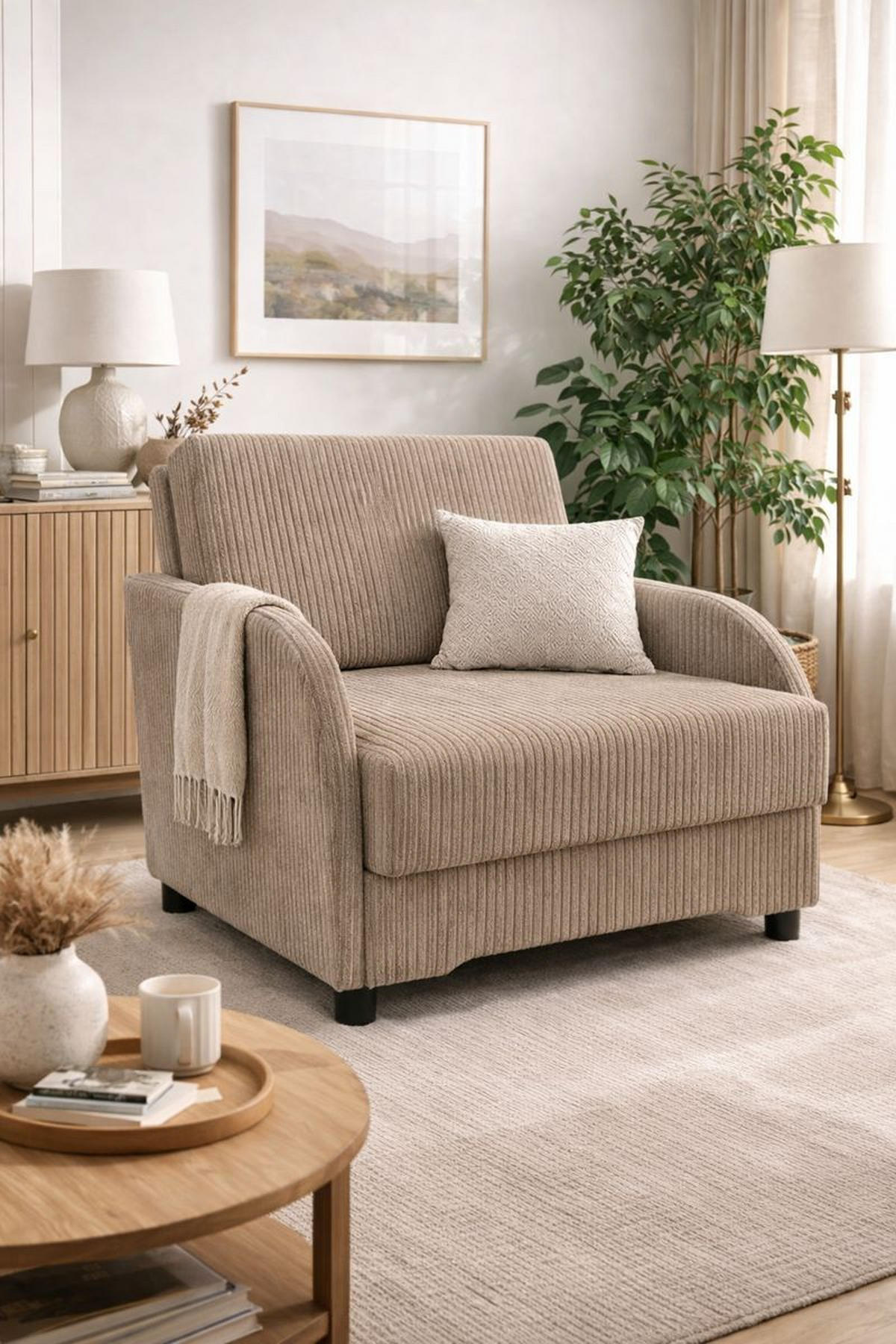 BETTSOFA TIGO Braun Velours-Stoff mit Schlaffunktion - Braun, Textil (105/88/120cm) - MASSENO