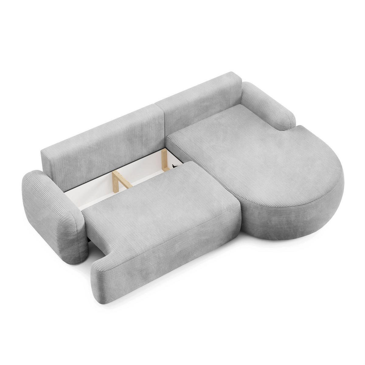 ECKSOFA CLEO II mit Schlaffunktion Version Rechte Poso 110 - Hellgrau, Kunststoff (264/172cm) - Lookway
