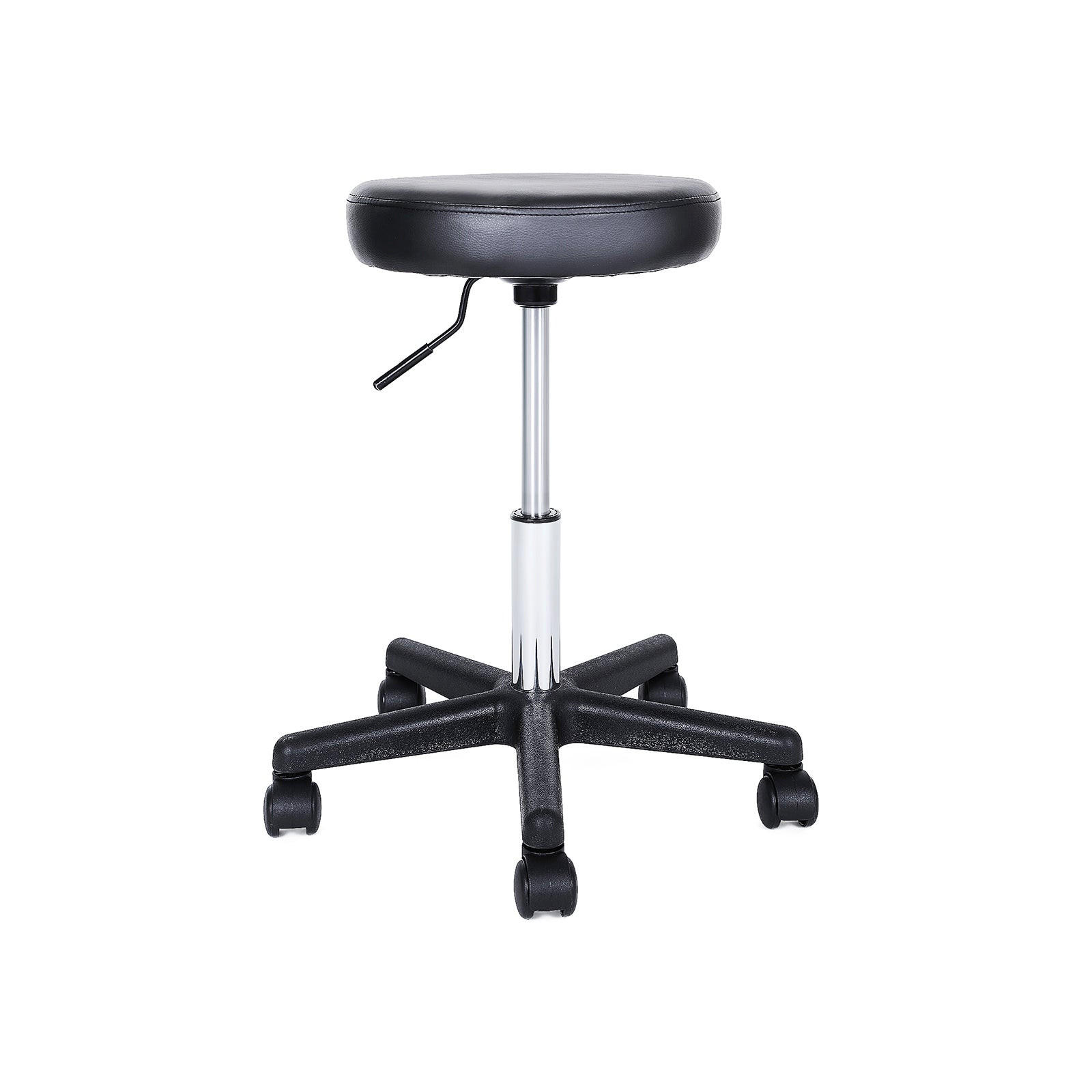 DREHHOCKER SITZ - Schwarz, Leder (35/58/35cm) - Hansiro