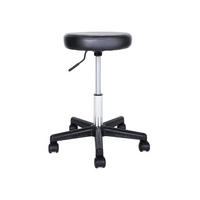 DREHHOCKER SITZ - Schwarz, Leder (35/58/35cm) - Hansiro
