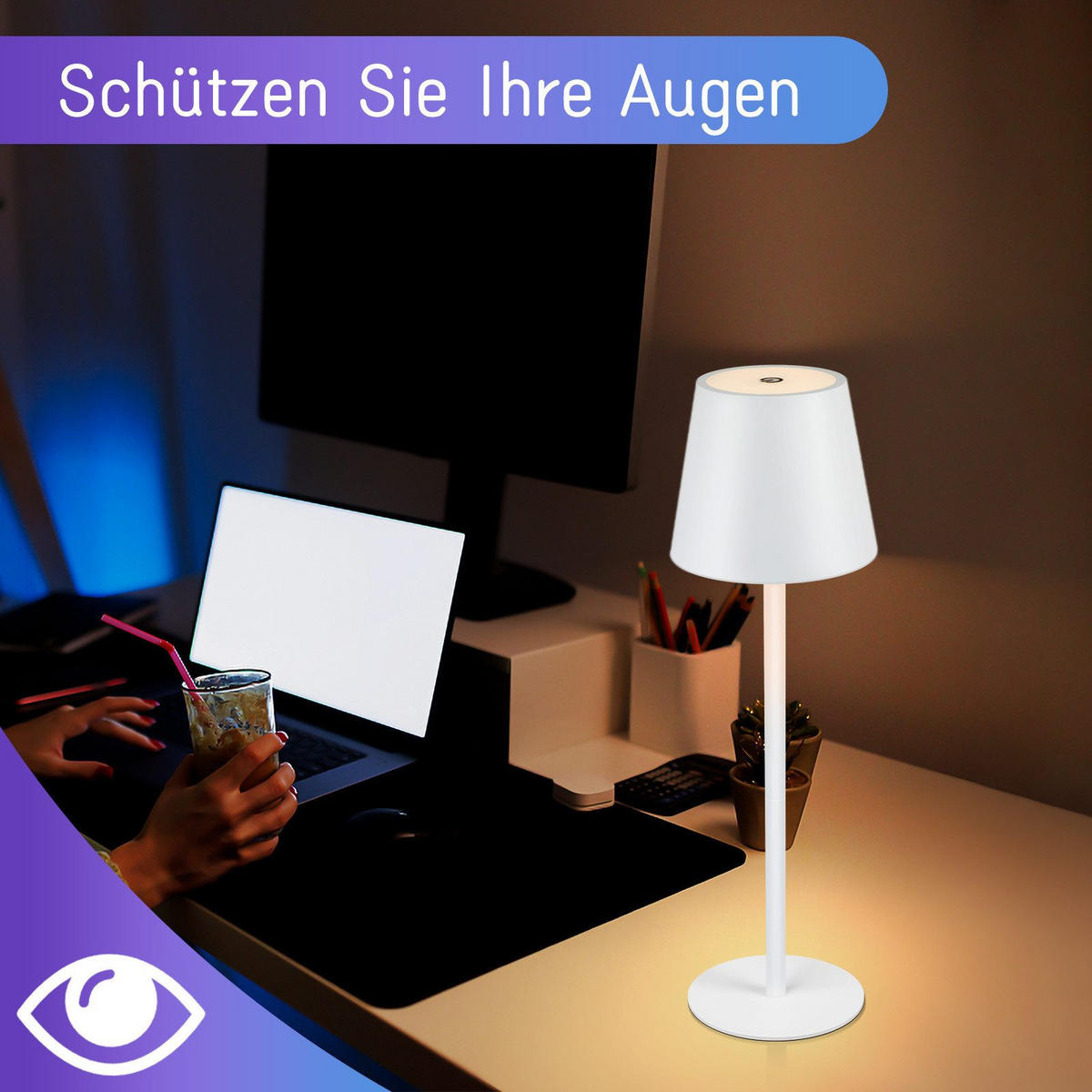 LED-TISCHLEUCHTE Kassel(2er-set) 11/11/37.5 cm - Weiß, Metall (11/11/37.5cm) - Nettlife