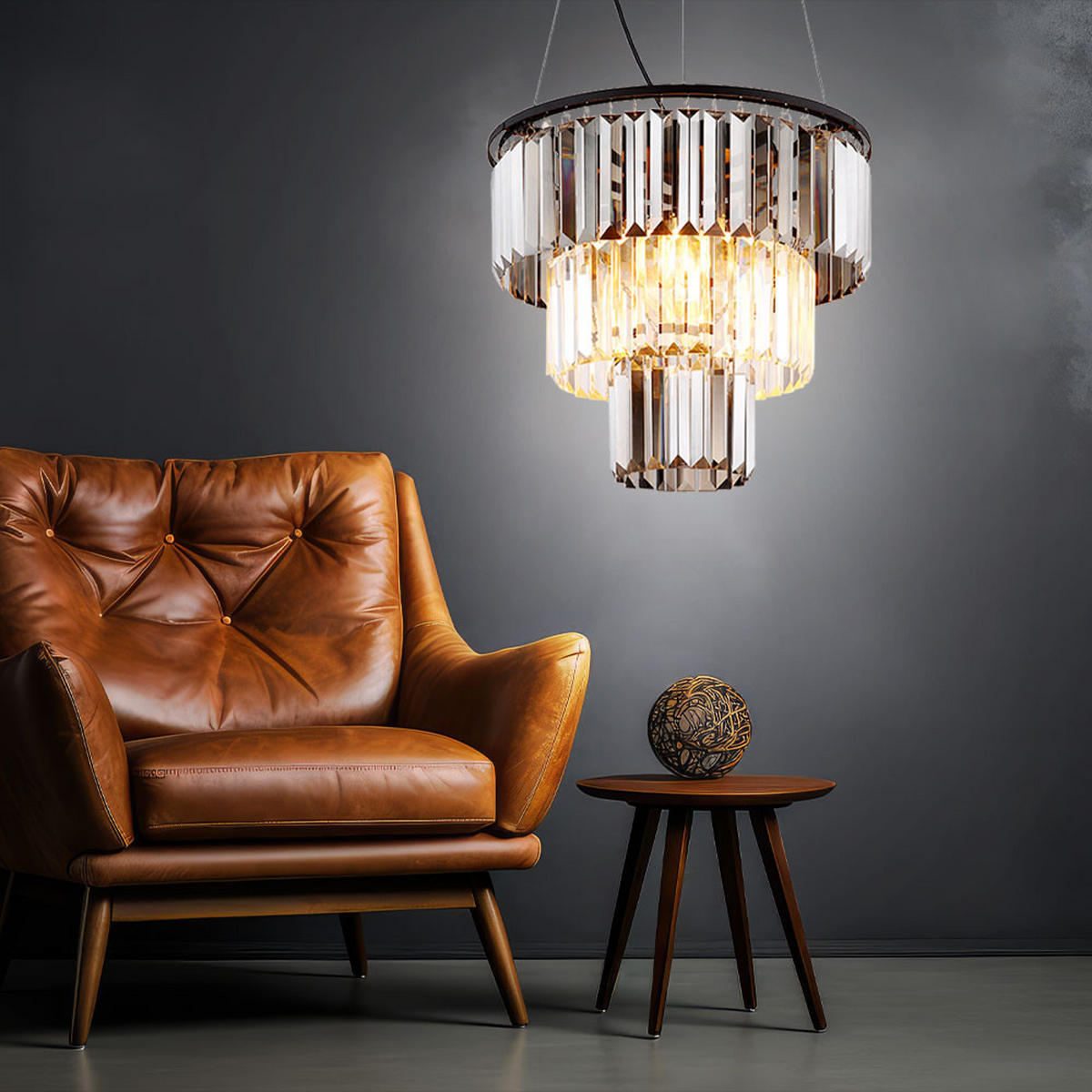 LED HÄNGELEUCHTE Metall Kristalloptik Schwarz - Schwarz, Glas (40/40/120cm) - Globo Lighting