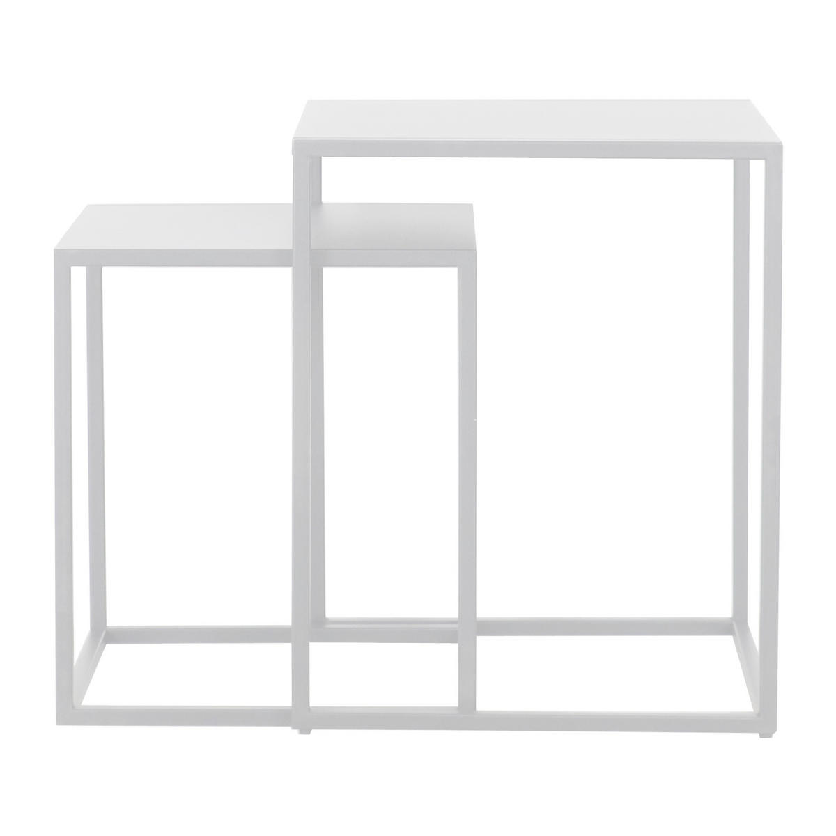 BEISTELLTISCH-SET 2 TLG. Vejen - Weiß, Metall (40/40/49cm) - [en.casa]