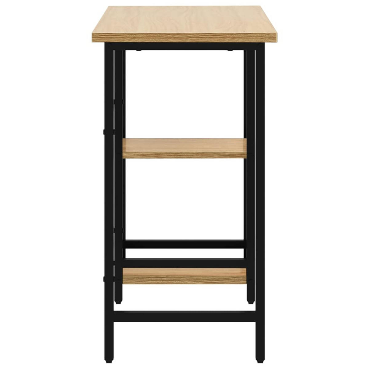 COMPUTERTISCH mit Regal 80/40/72 cm aus Mdf, Metall Schwarz, Eiche Hell - Braun, Holzwerkstoff (55/80/72cm) - vidaXL