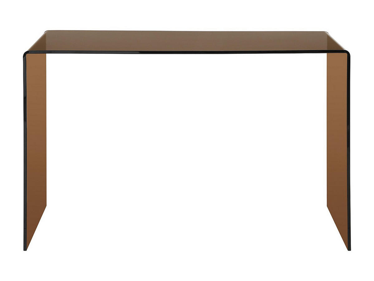 SCHREIBTISCH – getöntes Sicherheitsglas – Braun – ELSTRON - Transparent/Cognac, Glas (70/120/75cm) - Vente-Unique