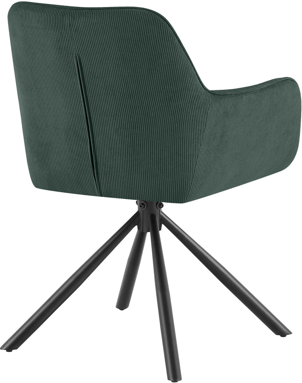 ARMLEHNENSTUHL Cord Grün - Schwarz/Grün, Textil/Metall (58/84/59cm) - CLP