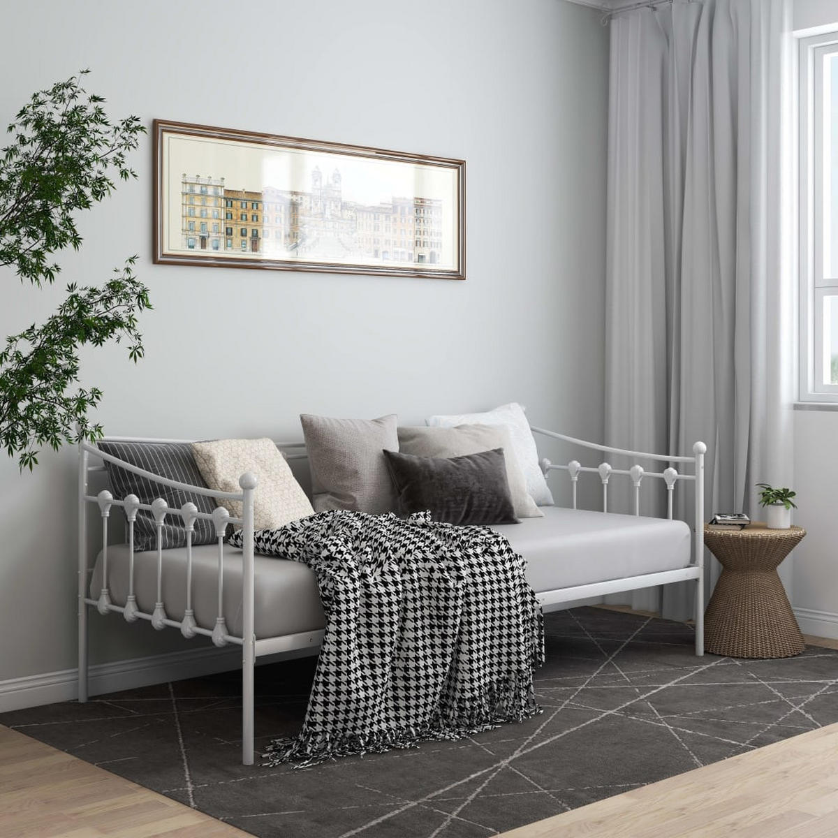 SCHLAFSOFA Bettgestell Weiß Metall 90x200 cm - Weiß, Metall (95/91.5/206cm) - furnicato
