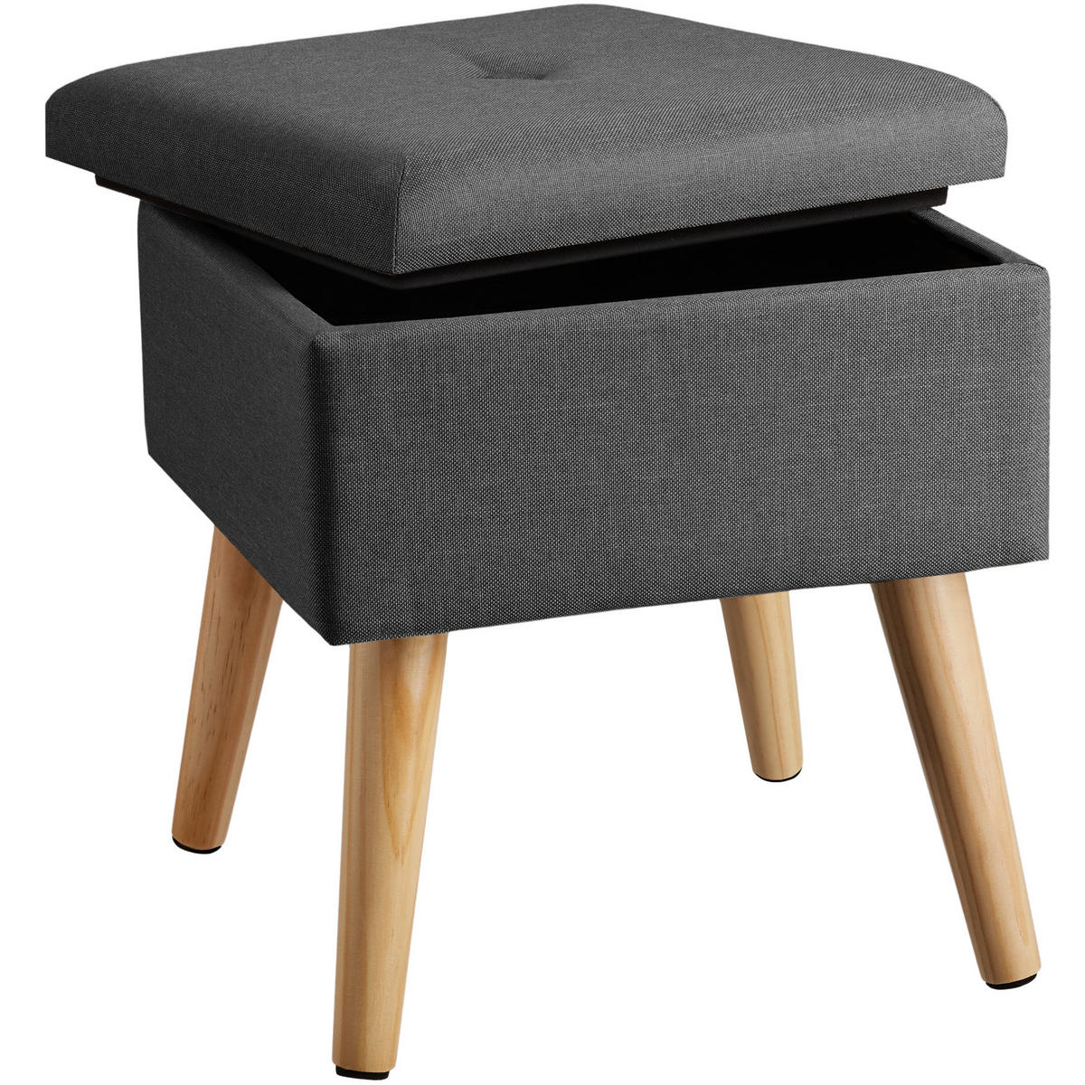 SITZHOCKER mit Stauraum Elva,32,5 x 32,5 x 36,5 cm,dunkelgrau - Dunkelgrau, Holz (32.5/36.5/32.5cm) - tectake
