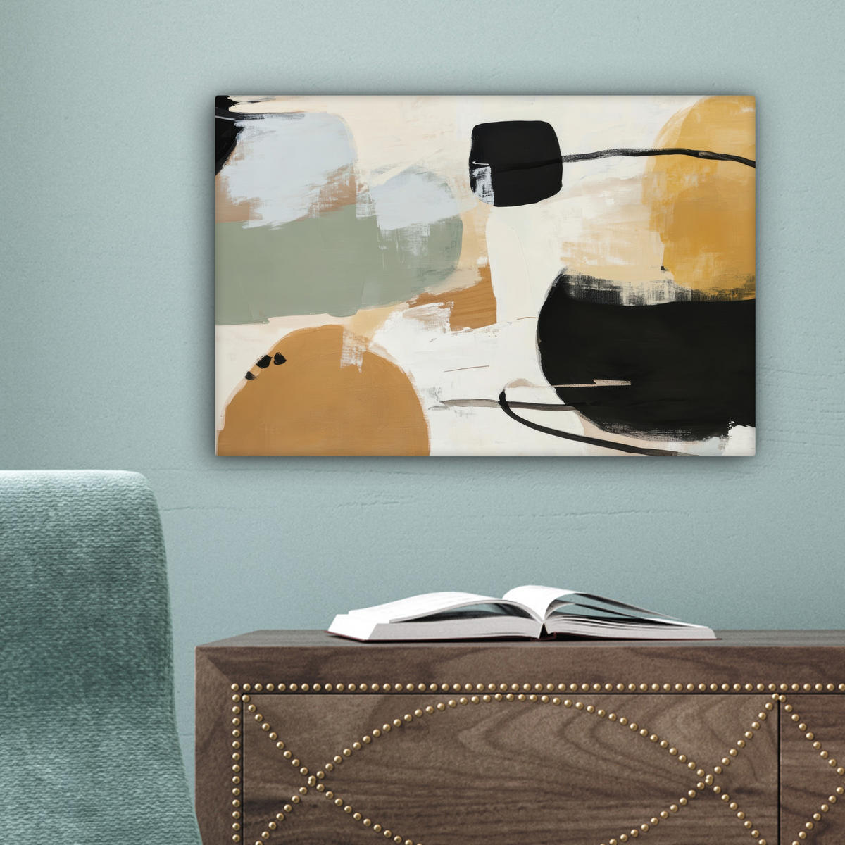 LEINWANDBILD Farbe - Abstrakt - Farben 30x20 cm - Currygelb, Textil (30/20cm) - MuchoWow