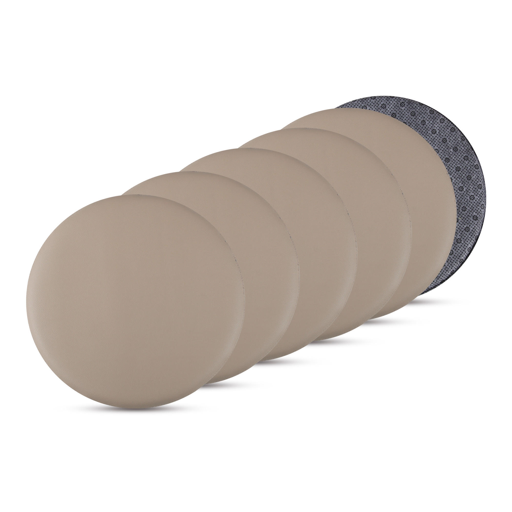 STUHLKISSEN ⌀ 38cm Lederimitat mit Antirutsch Beige 6er Pack - Beige, Textil (38/38/1cm) - Bestlivings