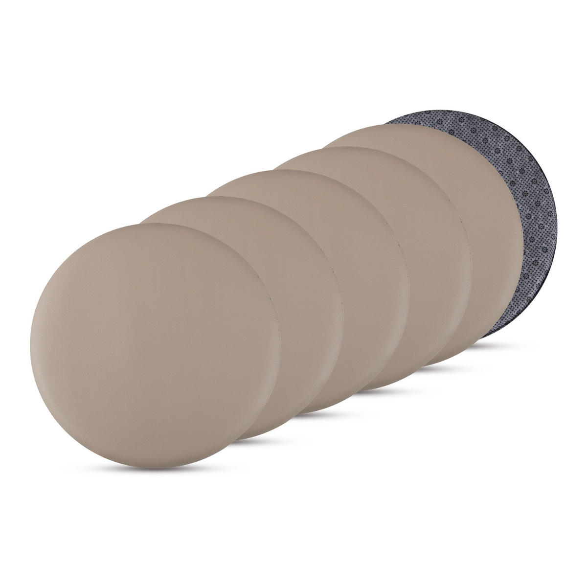 STUHLKISSEN 6er Pack ⌀ 38cm beige Lederimitat mit Antirutsch - Beige, Textil (38/38/1cm) - Bestlivings