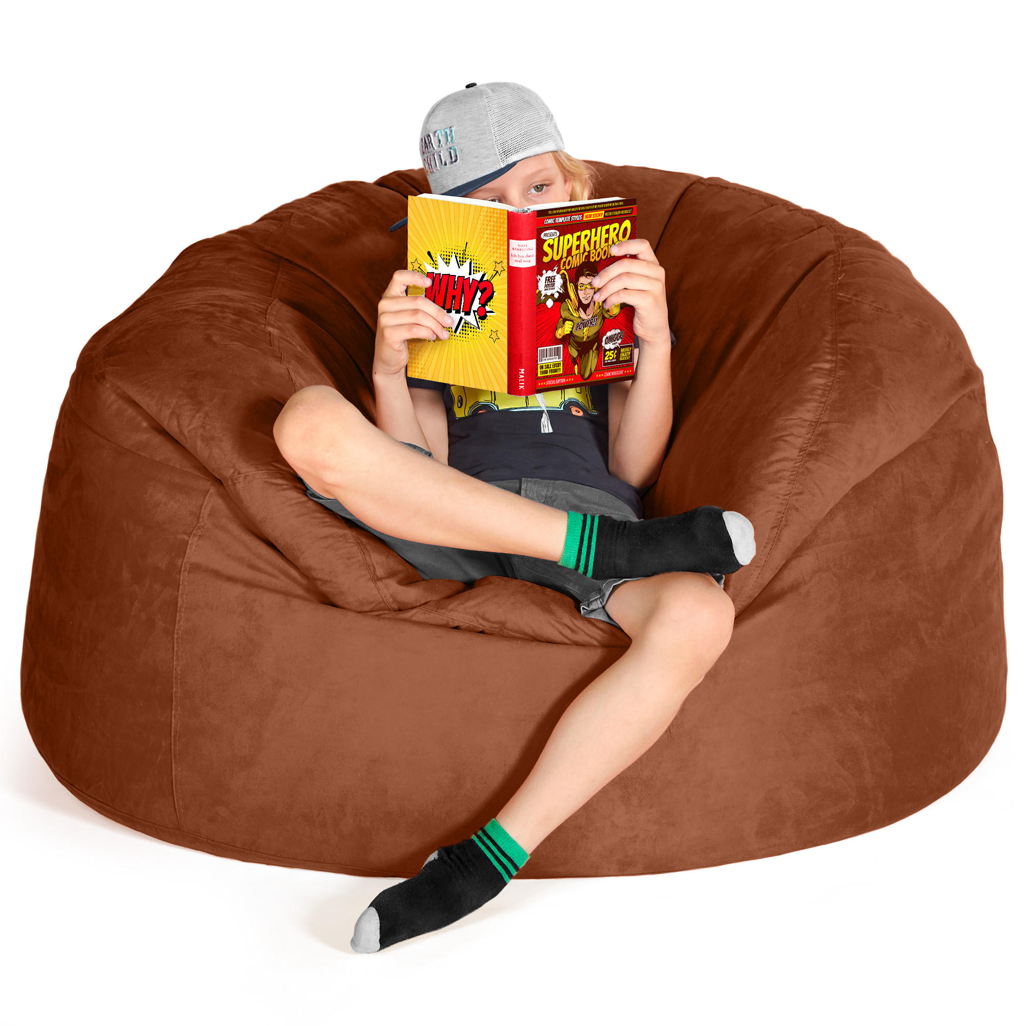 RIESEN-SITZSACK XXL JUMBO Velours 4ft - Braun, Textil (120/70/120cm) - Green Bean