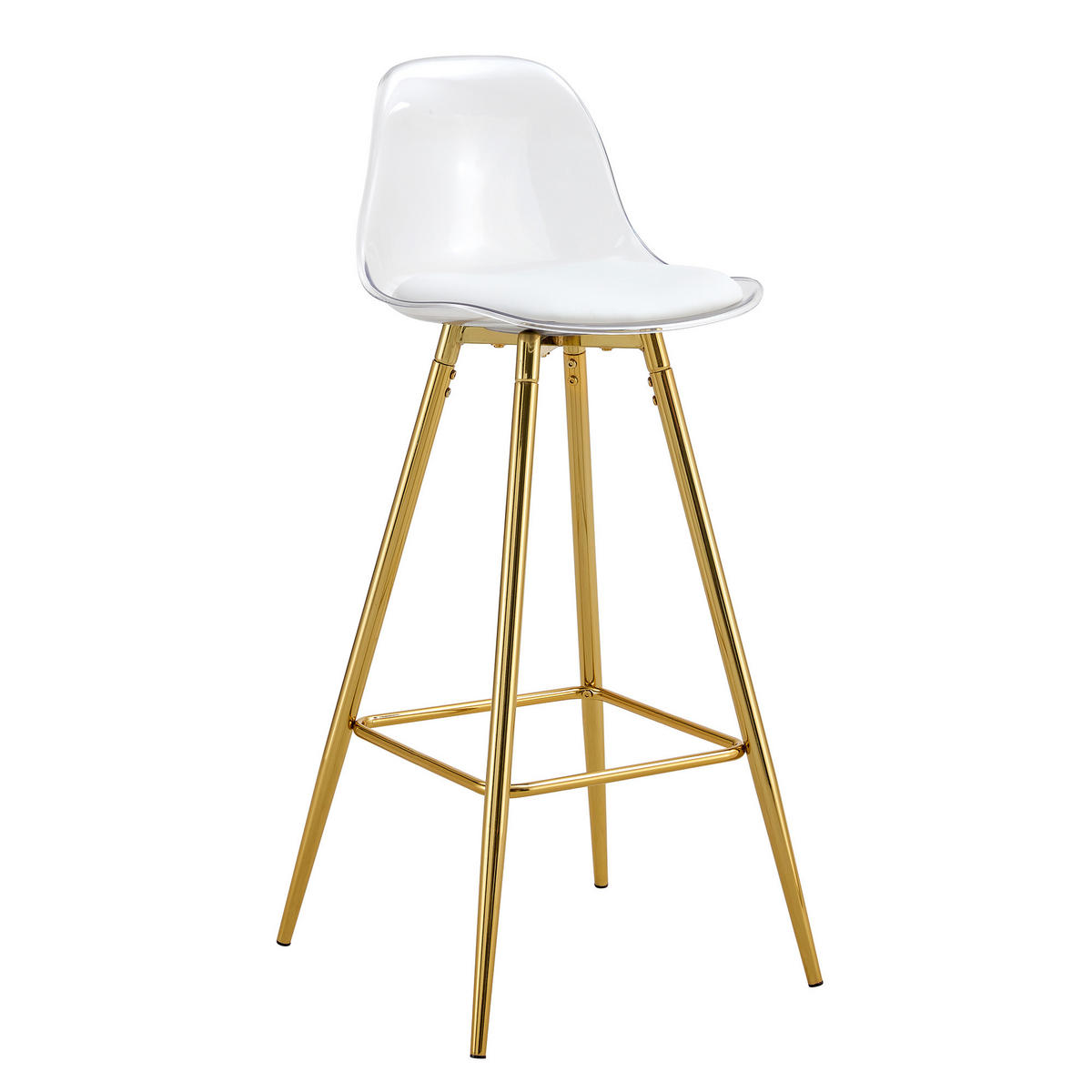 BARHOCKER 2er-Set Gold und Transparent mit Rückenlehne - Goldfarben, Metall (38/96.5/33cm) - PANGIVO