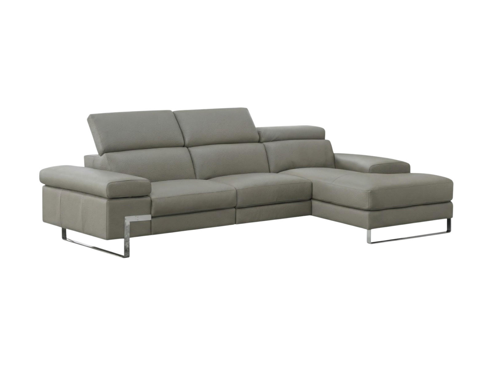 ECKSOFA Lete Echtleder Perlgrau - Hellgrau, Leder/Metall (160/232cm)
