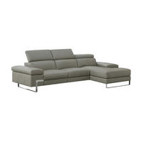 ECKSOFA Lete Echtleder Perlgrau - Hellgrau, Leder/Metall (160/232cm)