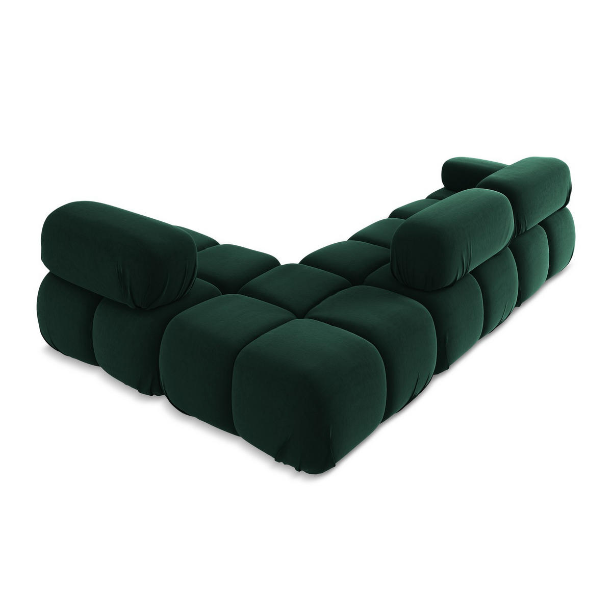 ECKSOFA Rechts Samt Stoff Grün - Blau/Dunkelgrün, Kunststoff/Textil (285/190cm) - Makamii