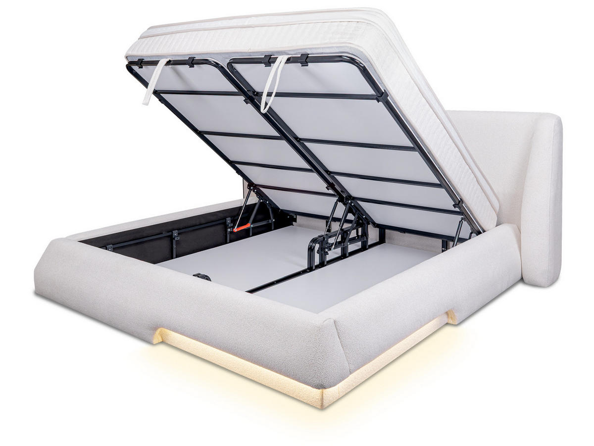 POLSTERBETT Moon Off-White 180/200 cm Boucle mit Bettkasten - Creme, Textil (180/200cm) - wonello