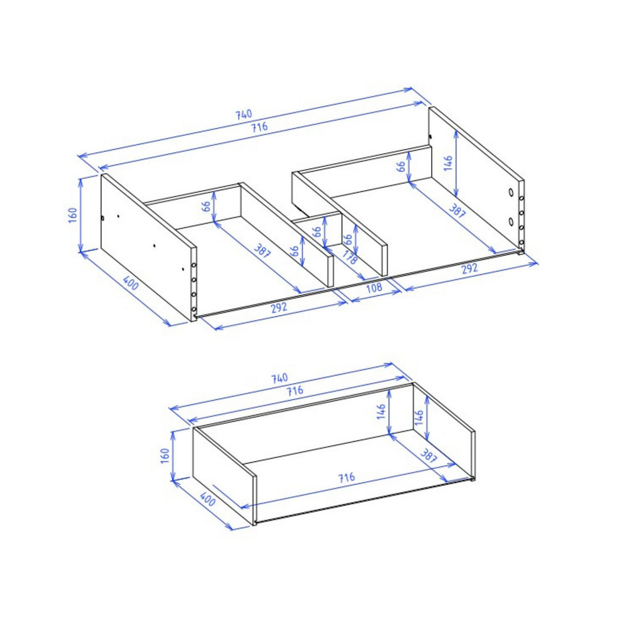 WASCHBECKENUNTERSCHRANK Rimini 2 Schubladen Cashmere - 80 x 46 x 46 cm - Kaschmir, Holz (80/46/46cm) - Badplaats