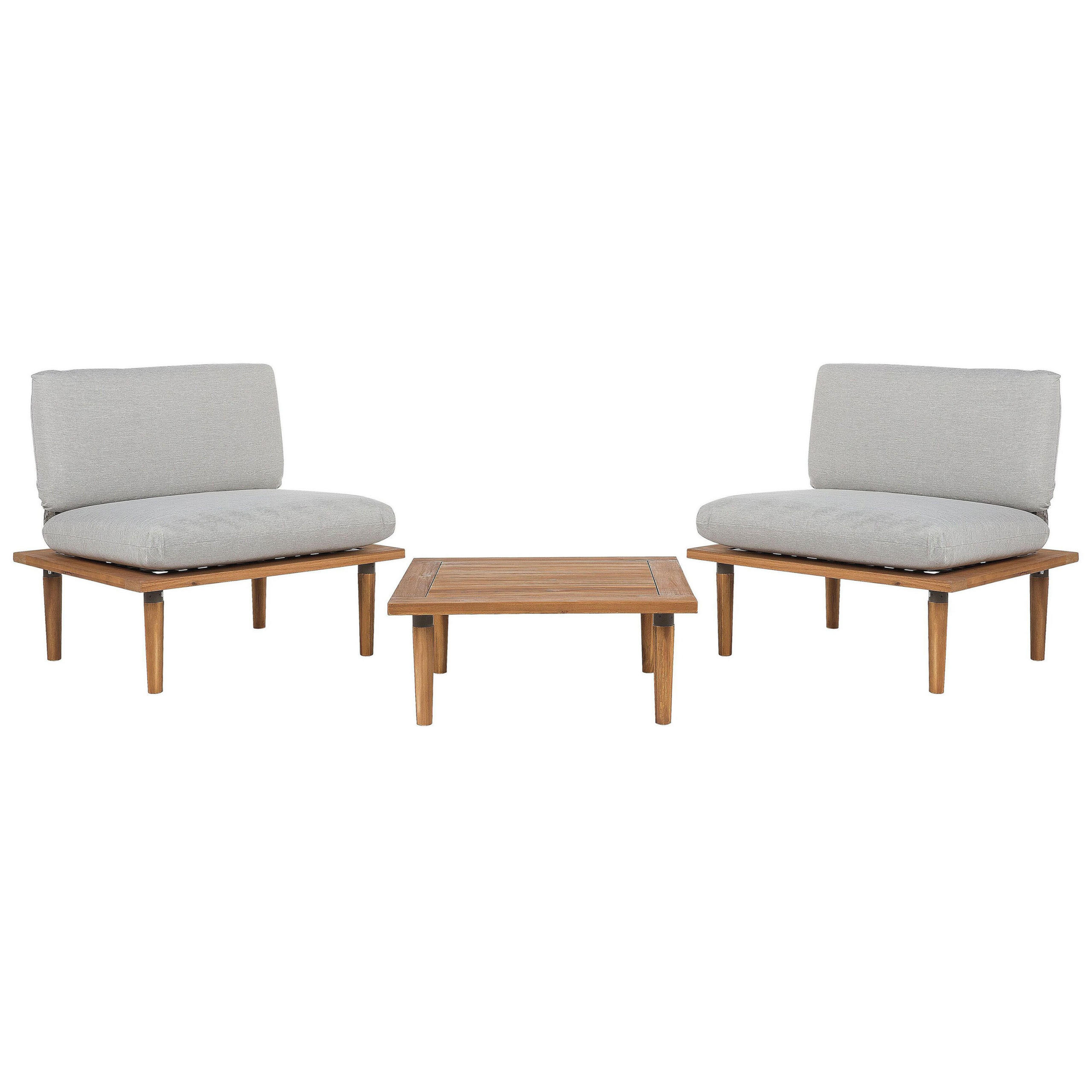 LOUNGE-SET 2-sitzer Akazienholz Hellbraun Frascati - Grau, Holz - Beliani