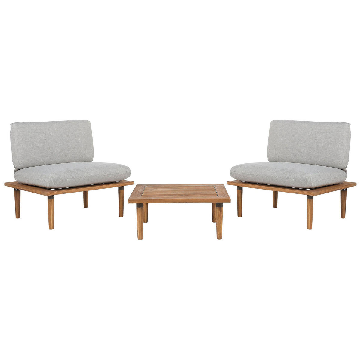 LOUNGE-SET 2-sitzer Akazienholz Hellbraun Frascati - Grau, Holz - Beliani