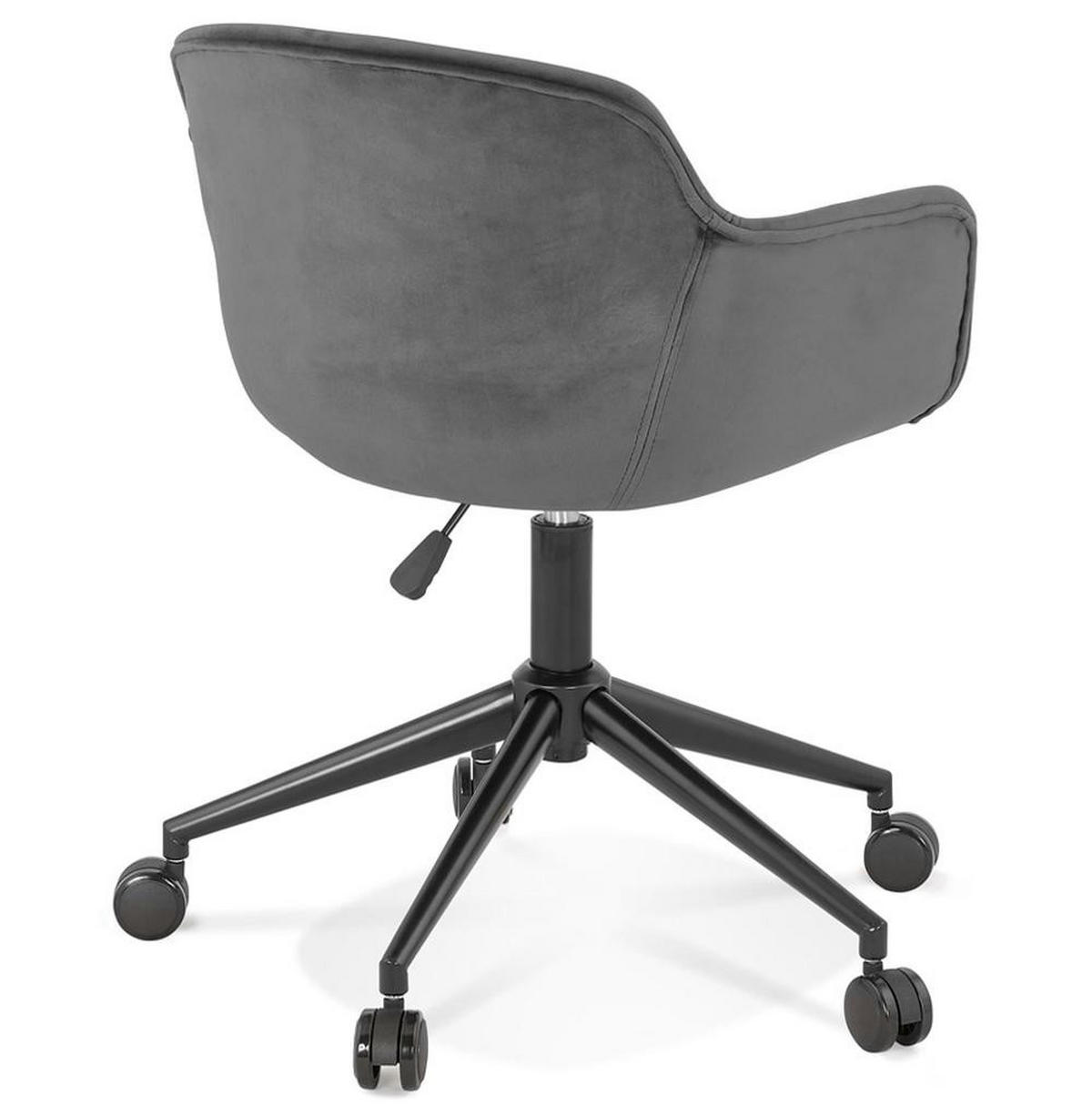 BÜROSTUHL Samt mit Rollen, 360° drehbar und höhenverstellbar PILANO, Anthrazit 54x59x80 cm - Anthrazit/Schwarz, Textil/Metall (59/80/54cm) - KADIMA DESIGN