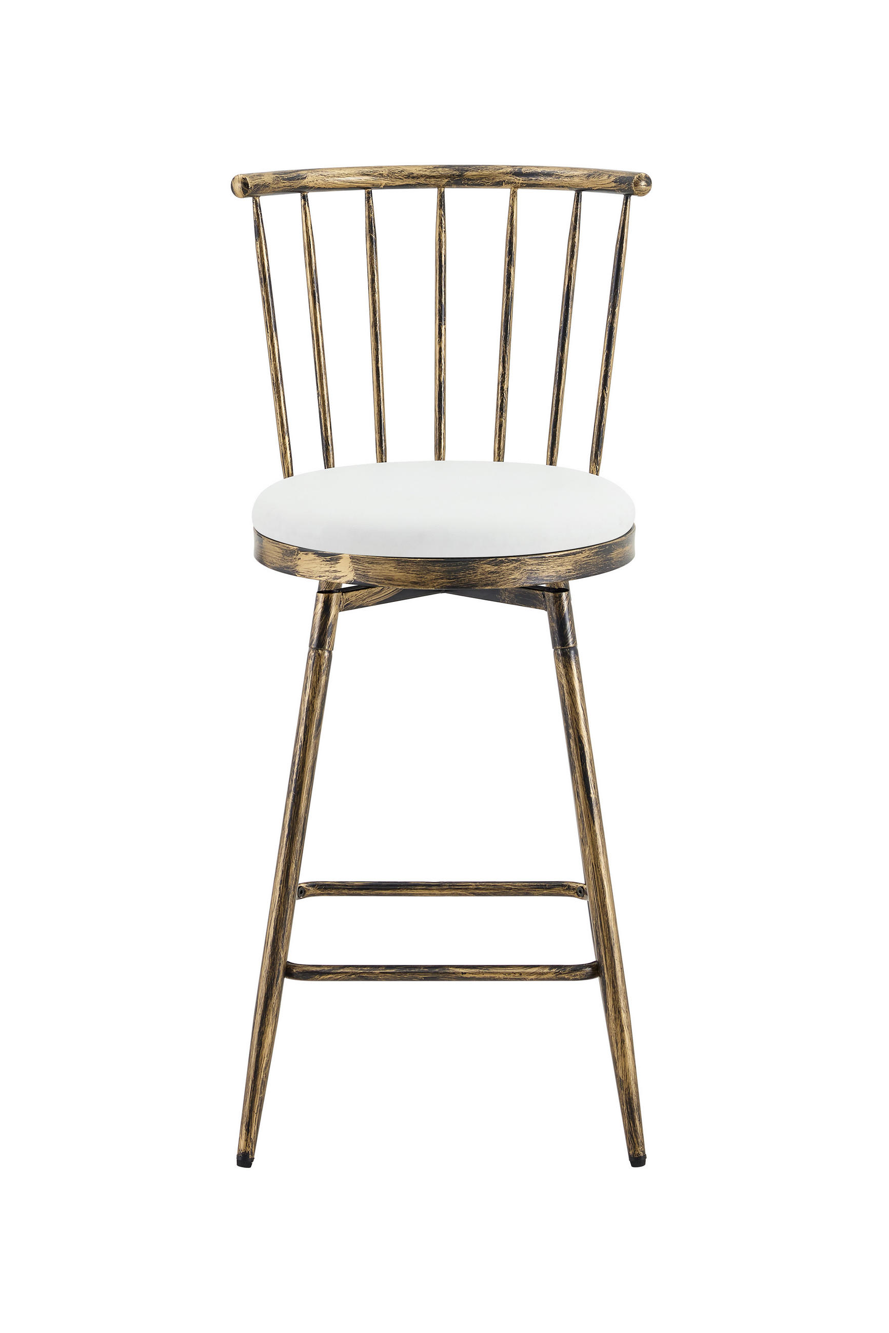BARHOCKER Braun-Weiß 2er-Set im Windsor-Stil mit Metallgestell und gepolstertem Sitz - Braun, Leder (39/96/39cm) - PANGIVO