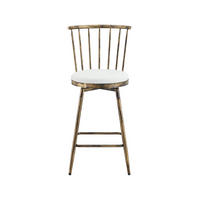 BARHOCKER Braun-Weiß 2er-Set im Windsor-Stil mit Metallgestell und gepolstertem Sitz - Braun, Leder (39/96/39cm) - PANGIVO