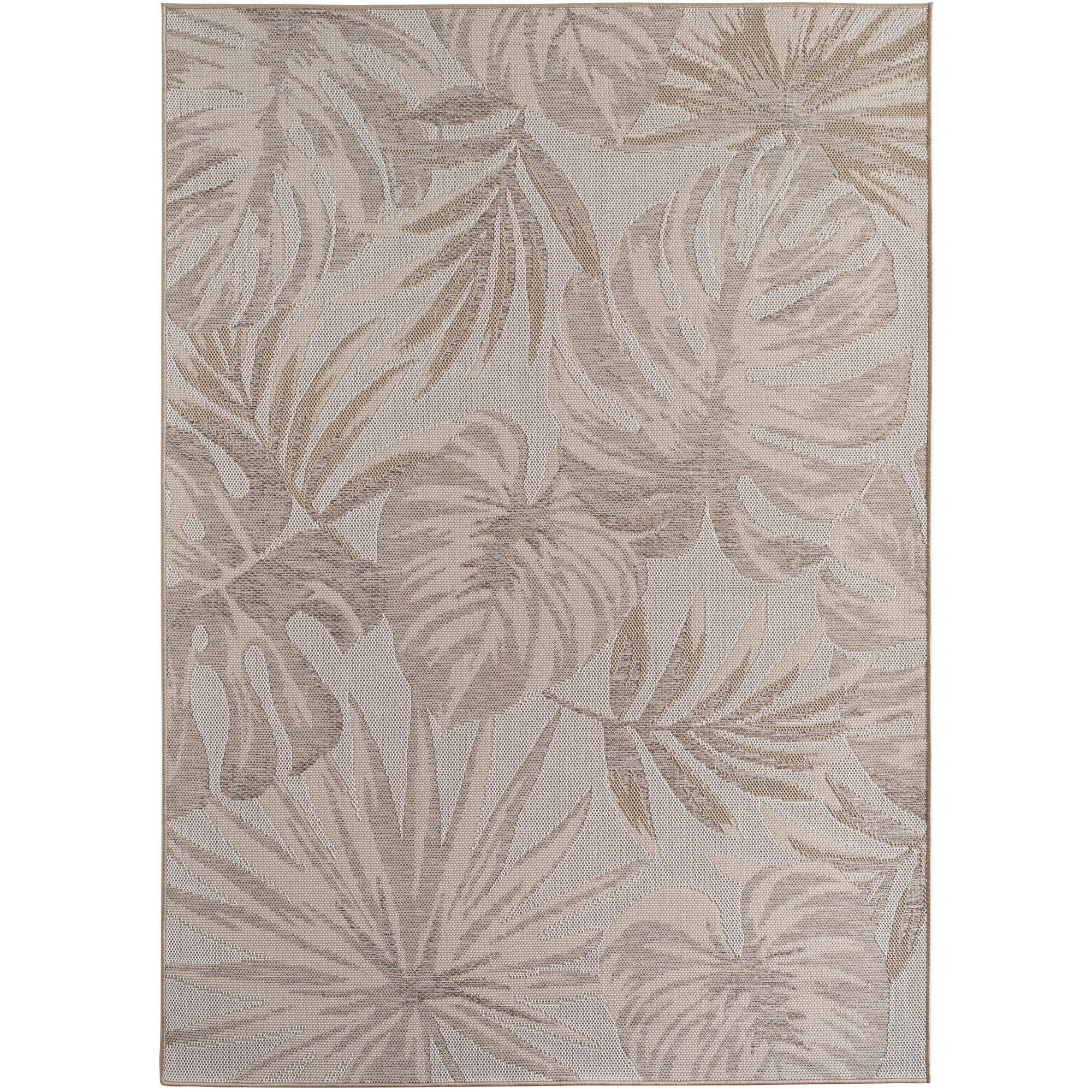 TEPPICH Outdoor Flachgewebe Tropenmuster Polypropylen Terrasse Beige Rechteckig 140x200 - Beige, Textil (140/200cm) - KADIMA DESIGN