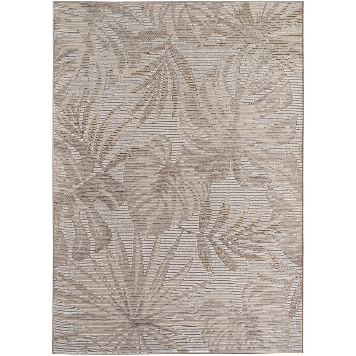 TEPPICH Outdoor Flachgewebe Tropenmuster Polypropylen Terrasse Beige Rechteckig 280x370 - Beige, Textil (280/370cm) - KADIMA DESIGN