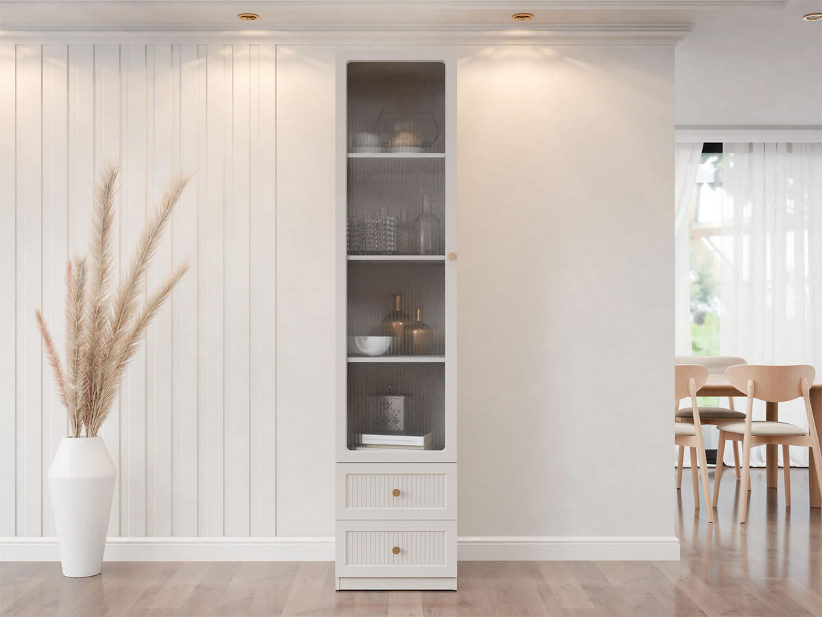 STANDVITRINE Ferena 1D2SZ - Kaschmir/Goldfarben, Holzwerkstoff/Kunststoff (46/201/49cm) - MIRJAN24