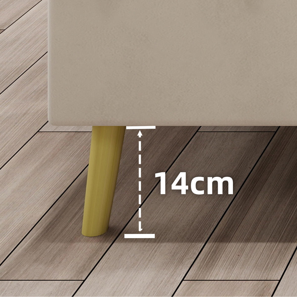 POLSTERBETT 140/200 cm in Beige Stoff mit Bettkasten - Beige, Holzwerkstoff/Textil (140/200cm) - WISHDOR