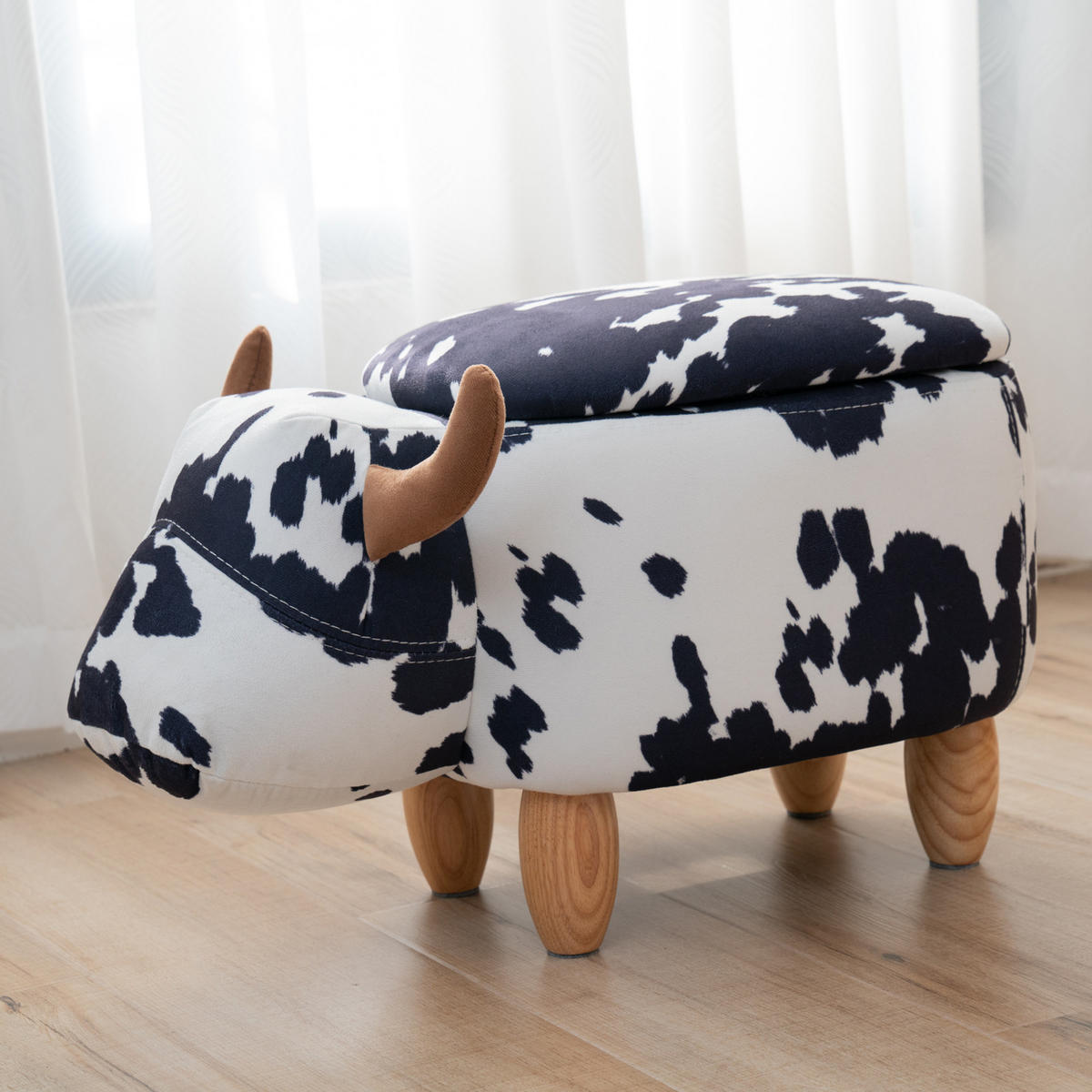 TIERHOCKER Kuh - Weiß, Textil (30/37/63cm) - SVITA