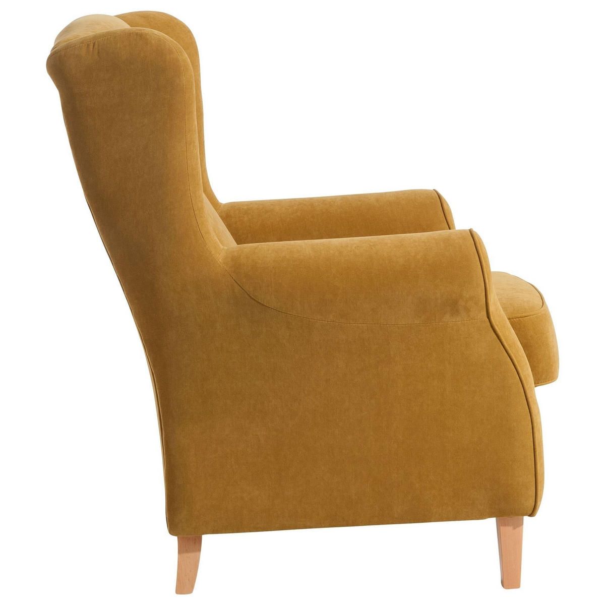 OHRENSESSEL Karlen Bezug Veloursstoff Buche natur / mais - Messingfarben/Buchefarben, Kunststoff (86/103/77cm) - 58aufmkessel