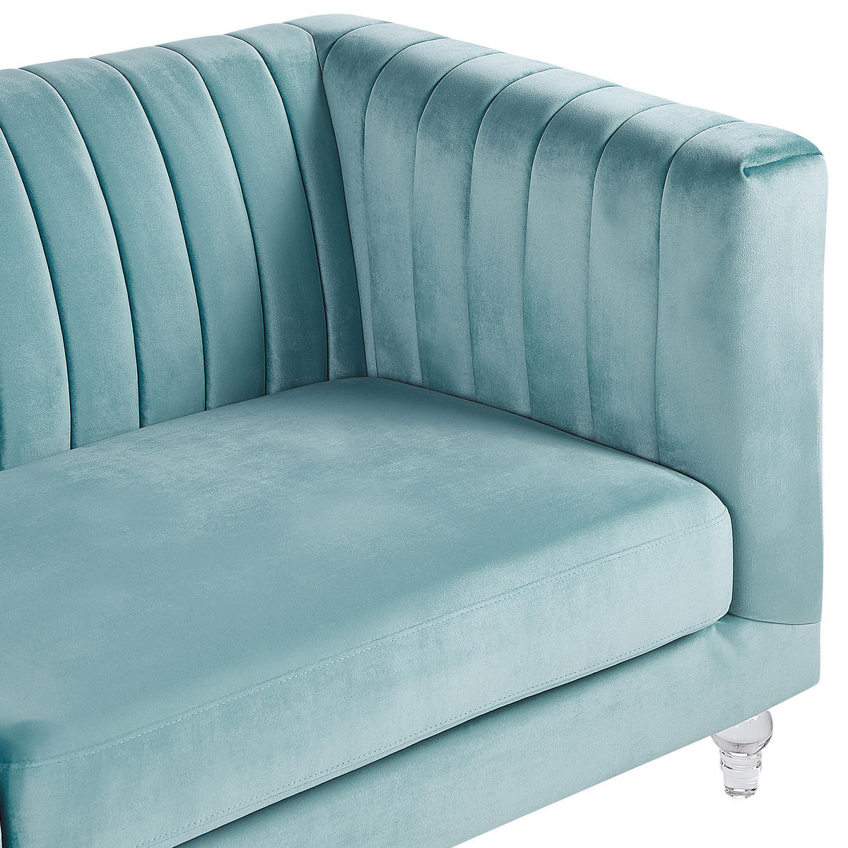 3-SITZER-SOFA Samtstoff Hellblau Arvika - Hellblau, Textil (204/75/78cm) - Beliani