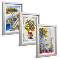 BILDER SET 3er Set - 20x30 cm Silberner Rahmen - Tisch aus Zitronenbaum - Silberfarben, Kunststoff (20/30cm) - TULUP