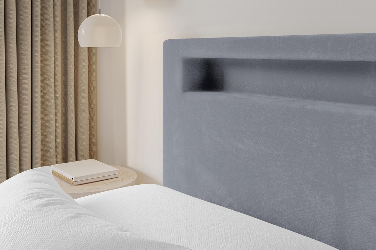 POLSTERBETT mit Bettkasten und Lattenrost, Boxbett ohne Matratze - GOLA 180x200 Grau - Grau, Holzwerkstoff/Textil (180/200cm) - ALTDECOR