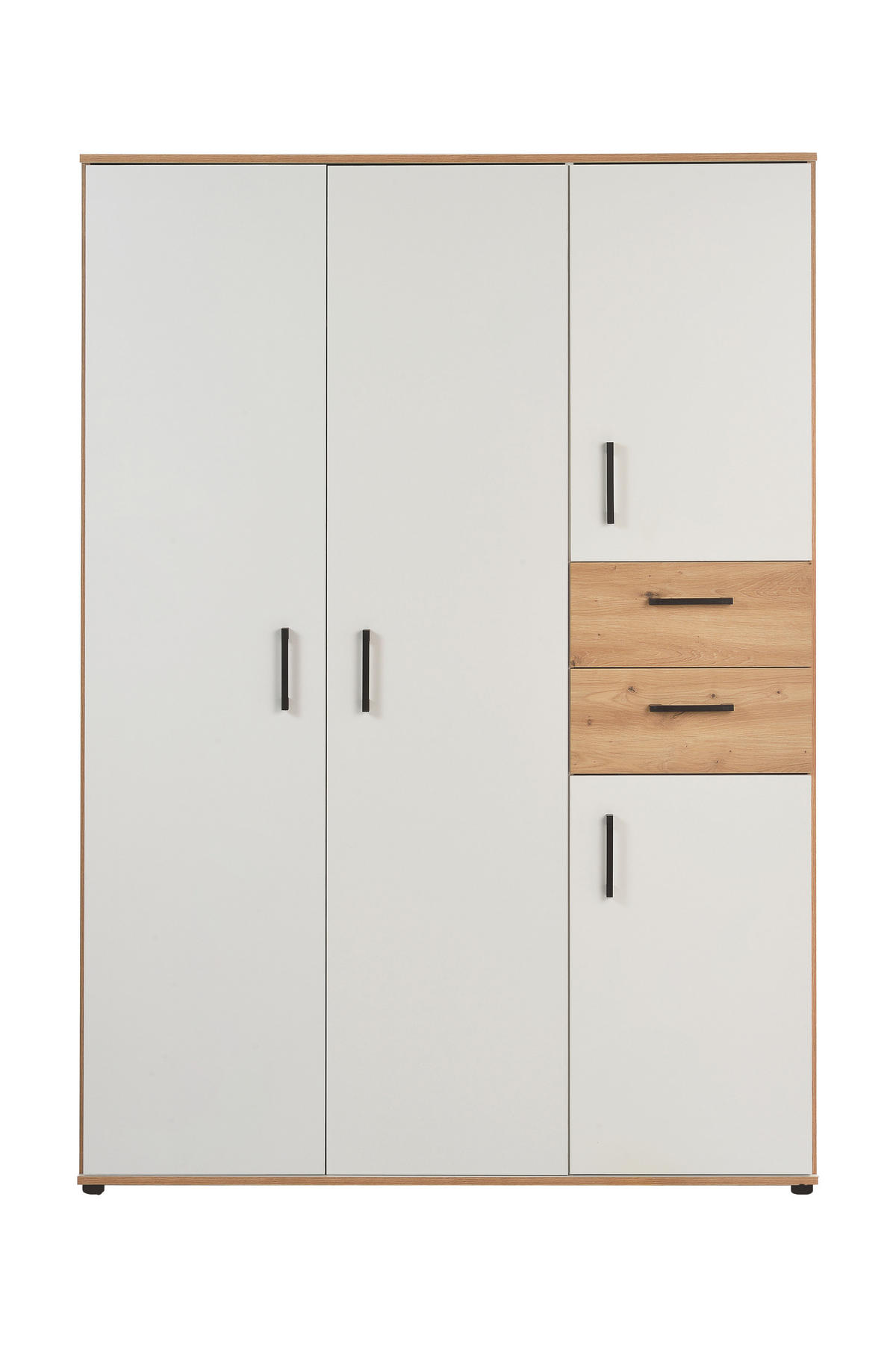 KLEIDERSCHRANK Bente 4-türig Weiß / Artisan Oak - Schwarz/Weiß, Holzwerkstoff/Kunststoff (130/188/54cm) - arthur berndt