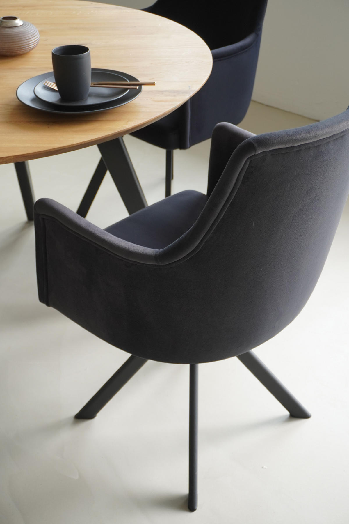 ARMLEHNENSTUHL Sello anthrazit mit S-Fuß drehbar - Anthrazit/Schwarz, Textil/Metall (55/90/58cm) - INKA furniture