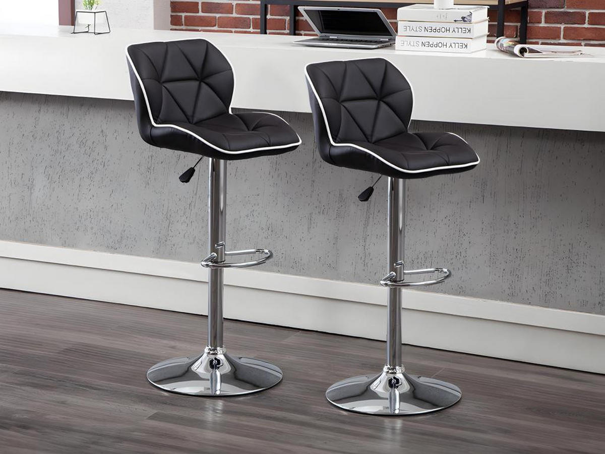 BARHOCKER 2er-Set höhenverstellbar - Kunstleder - Schwarz - CALVIN - Schwarz, Leder (51/109/45cm) - Vente-Unique