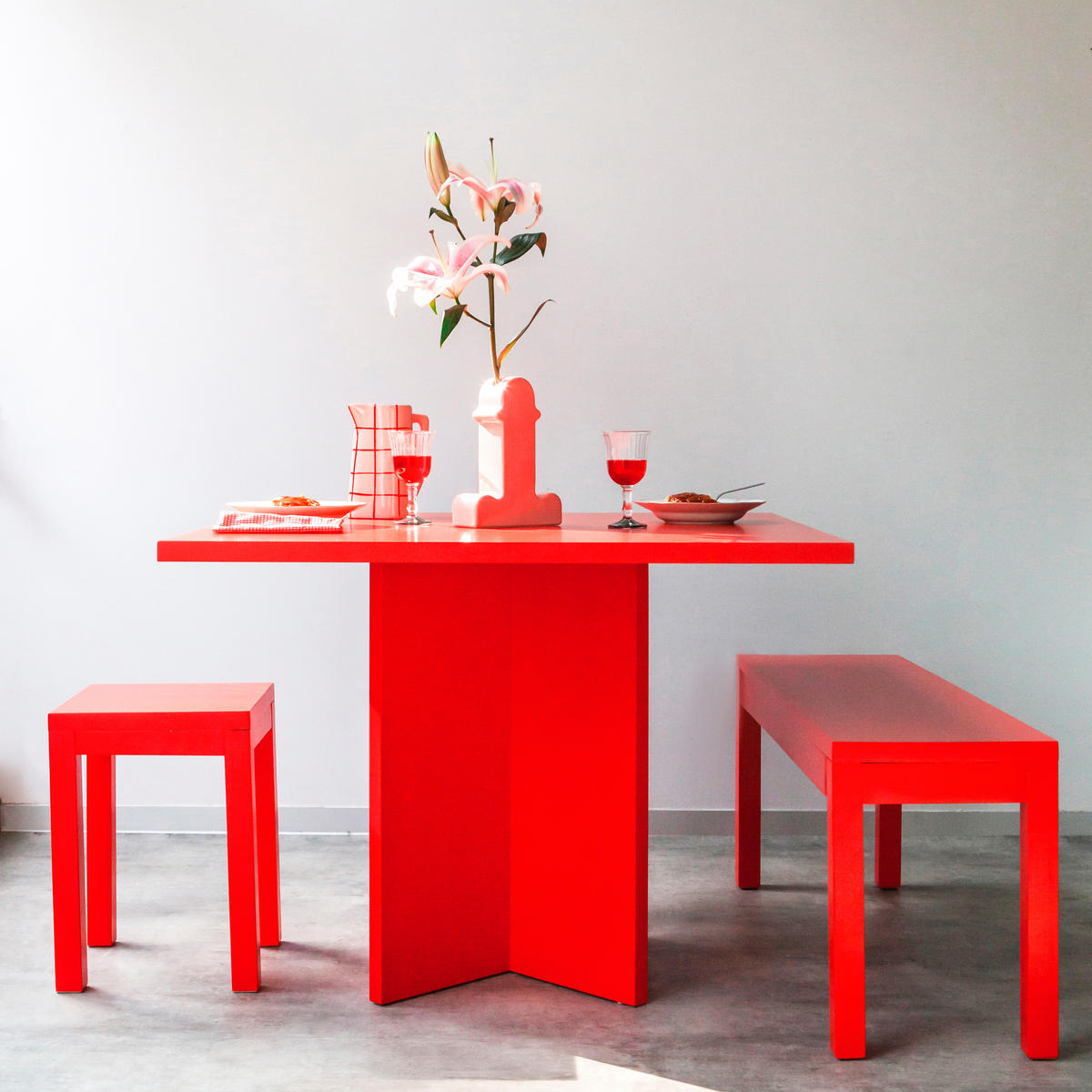 ESSTISCH Quadratischer mit laminiertem , 100/100 cm, Rot - Rot, Holzwerkstoff (100/100/75cm) - RNT By Really Nice Things