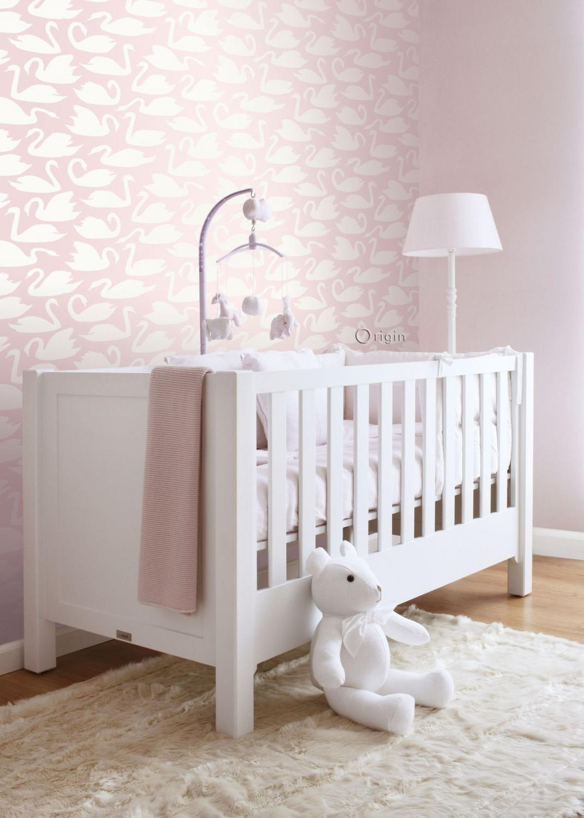 TAPETE Schwäne 53 cm x 10.05 m - Pink, Papier (53/0.1cm) - Origin Wallcoverings