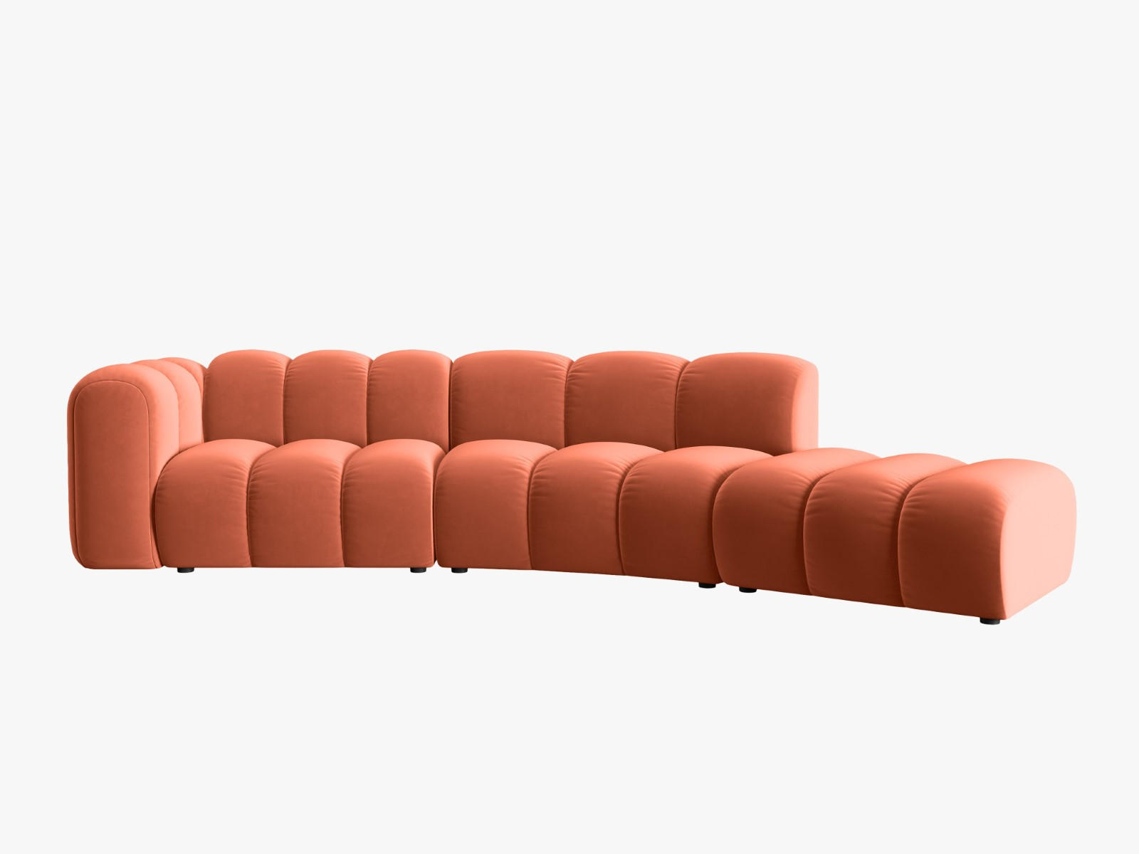 SOFA modular rechts Lupine aus Samt koralle 5 Sitzplätze - Koralle, Textil (166/70/335cm) - Micadoni