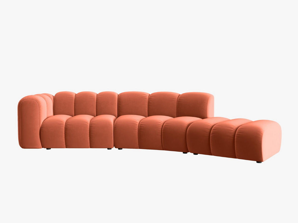 SOFA modular rechts Lupine aus Samt koralle 5 Sitzplätze - Koralle, Textil (166/70/335cm) - Micadoni