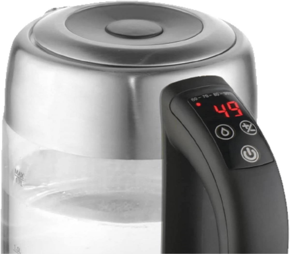 WASSERKOCHER AD1247 Silber mit Temperatureinstellung - Transparent, Metall (22/26/19cm) - Adler