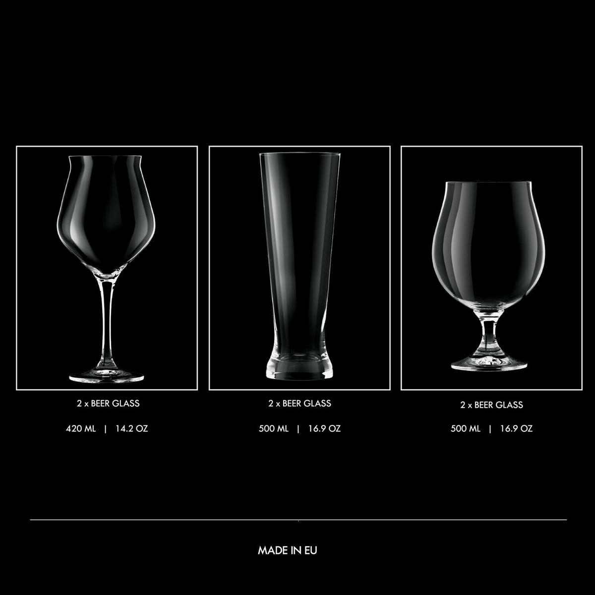 BIERGLÄSER SET, 6er-Set, 420 ml, 500 ml - Transparent, Glas (0.5L) - Krosno Glass