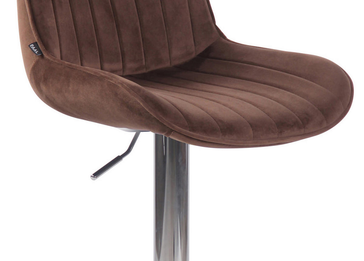 BARHOCKER 2er Set Lentos Samt chrom braun - Chromfarben/Braun, Textil/Metall (50/108/50cm) - TPFLiving