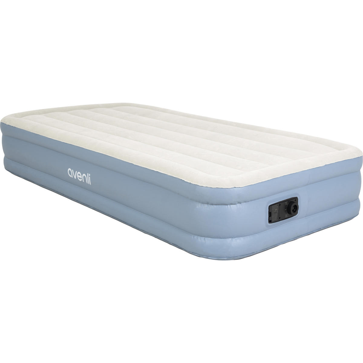 LUFTBETT Luftmatratze selbstaufblasend 191 x 99 x 33 cm mit integrierter Pumpe - Grau/Hellblau, Kunststoff (99/191cm) - Avenli