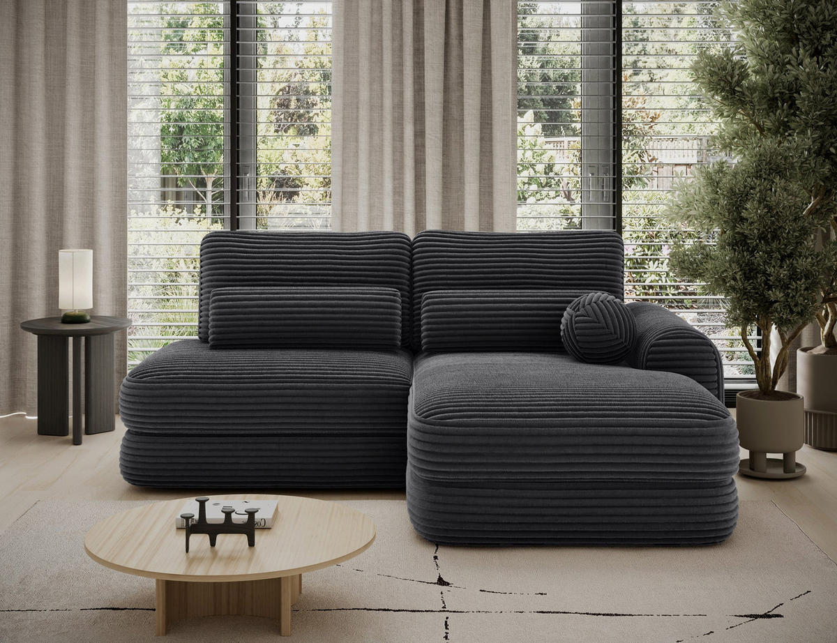 ECKSOFA RIPELI L-Form mit Schlaffunktion & Bettkasten – Modernes 3-Sitzer Sofa, Wellenfederung, 217 × 175 cm - Schwarz, Kunststoff (175/217cm) - Wohnideebilder